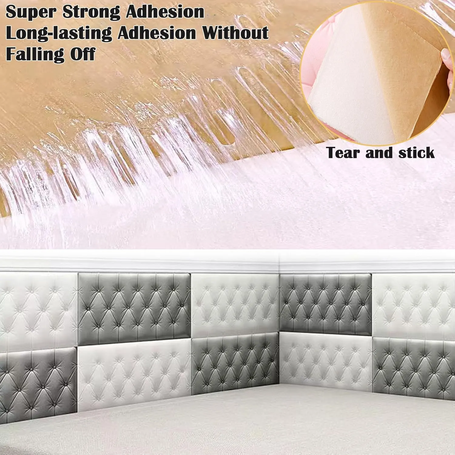 3D Anti Collision Wall Padding for Bedroom, Peel and Stick Headboard Padded Wall Cushion Upholstered Self-Adhesive Wall Panels Playroom Decorative Protection Panel Pink 4 Pack（11.8"x23.6"）
