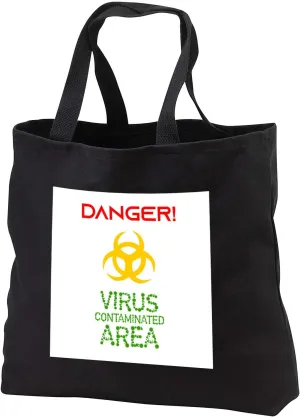 3dRose Danger Virus Contaminated Area colorful text. Stay safe. - Tote Bags (tb_334500)