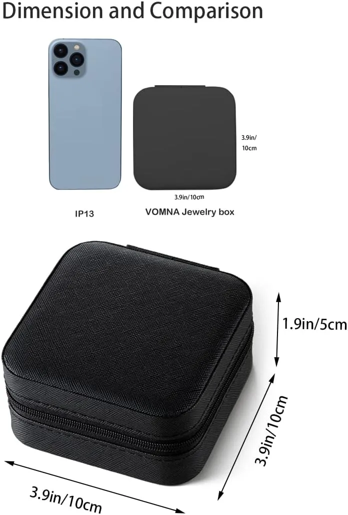 3pack/PU Leather Travel Jewelry Case, Mini Jewelry Box, Small Jewelry Organizer Portable Display Storage Case for Rings Earrings Necklace Bracelet, for Girls Women (Black - 3 Packs)