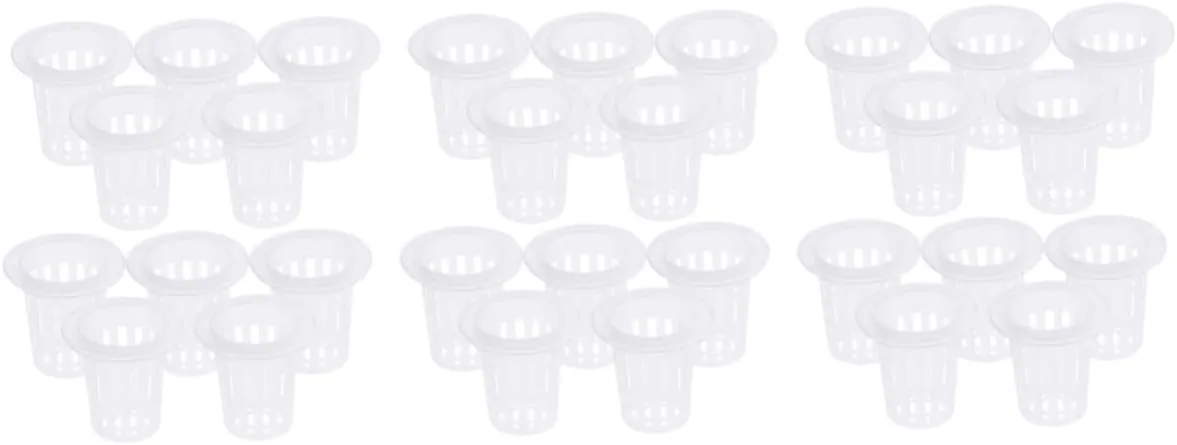 3sets Hydroponics Baskets Plant Net Cups Plastic for Hydroponic/aquaponics/Orchid Growing Slotted Mesh Design 10pcs*3
