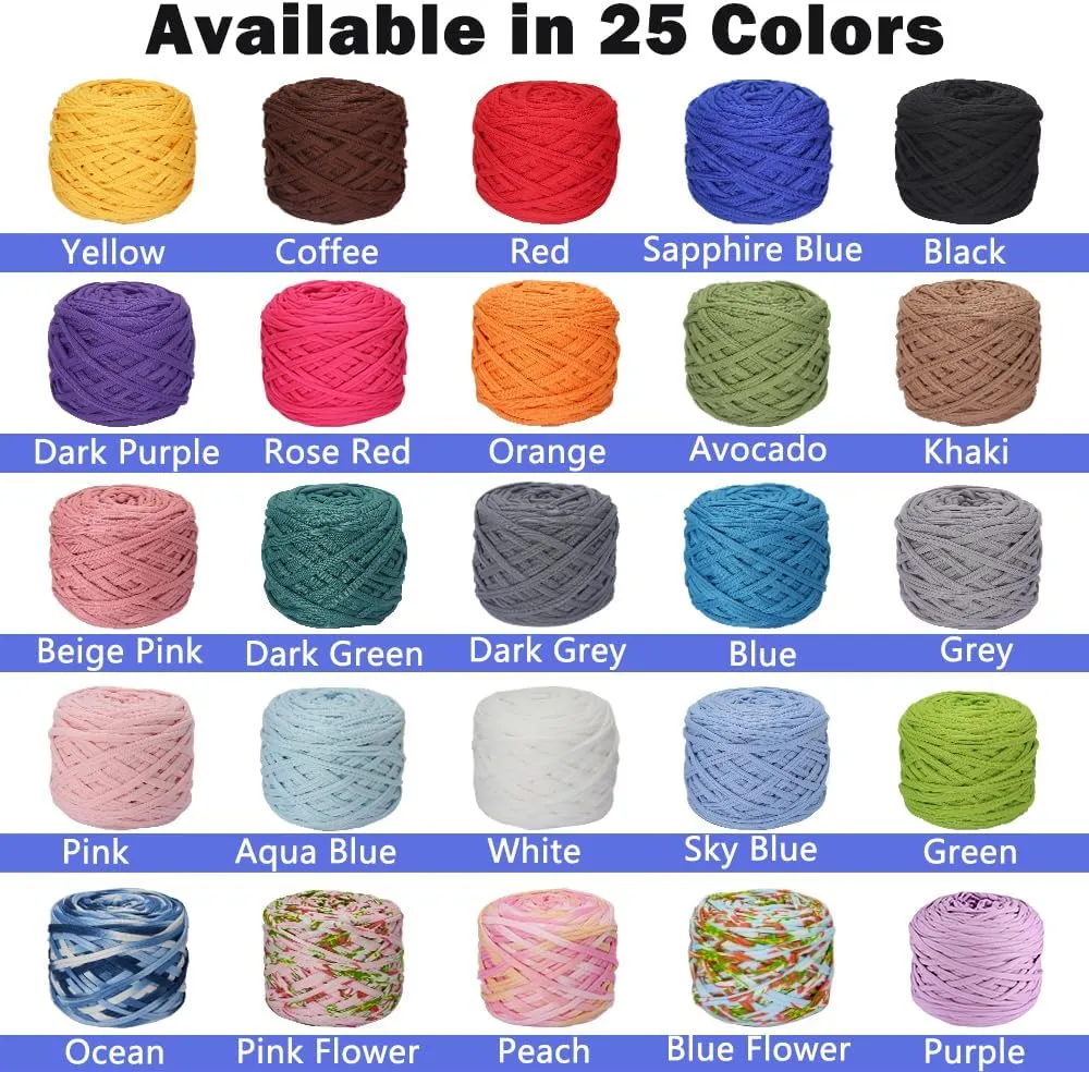 4 PCS 800g T-Shirt Yarn Elastic Fabric Crochet Cloth Yarn for DIY Knitting, Spaghetti Thick Knitting for Hand DIY Bag Basket Cushion Crocheting Projects,Home Decor B
