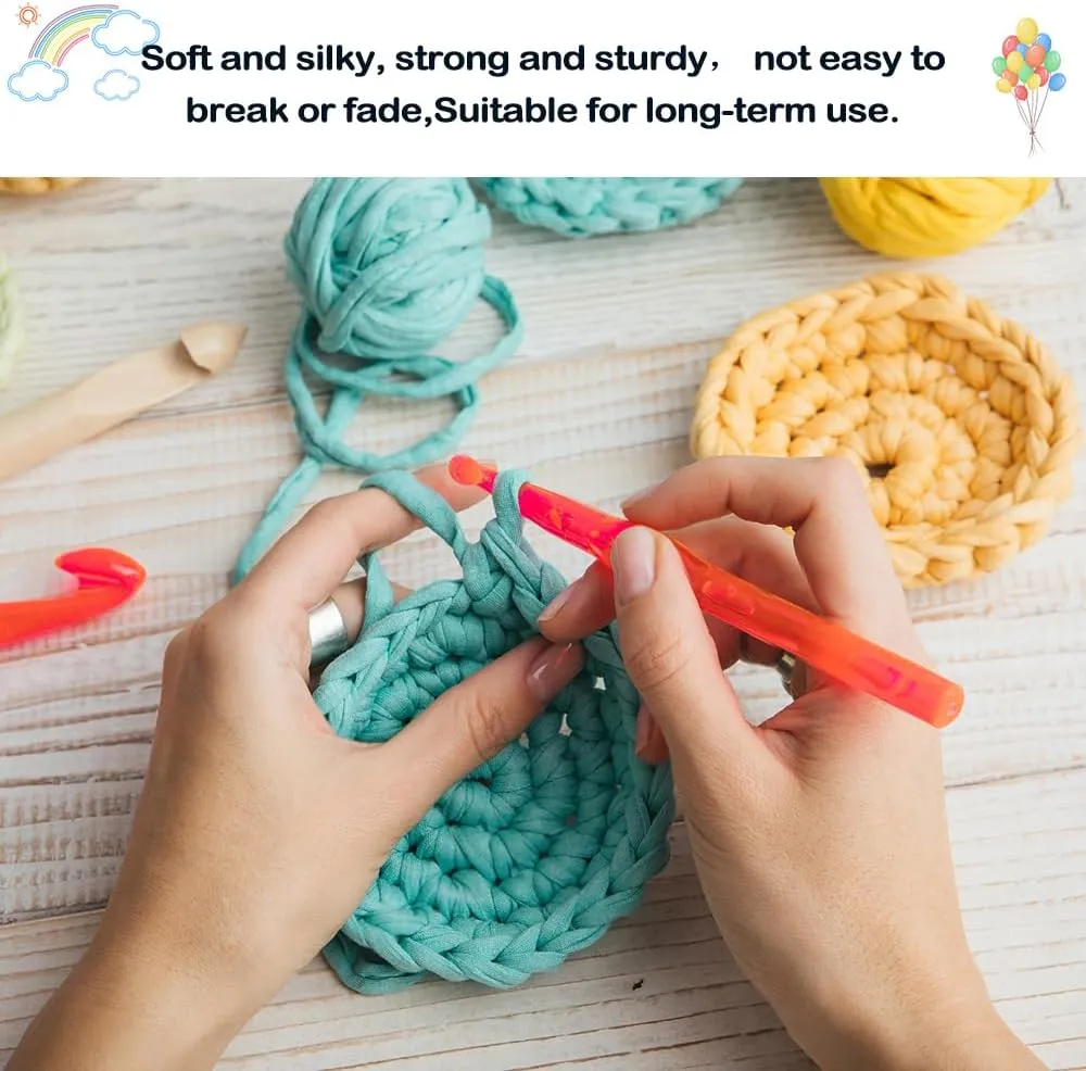 4 PCS 800g T-Shirt Yarn Elastic Fabric Crochet Cloth Yarn for DIY Knitting, Spaghetti Thick Knitting for Hand DIY Bag Basket Cushion Crocheting Projects,Home Decor B