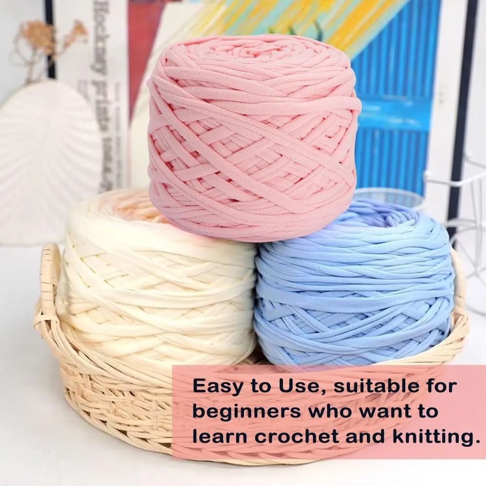 4 PCS 800g T-Shirt Yarn Elastic Fabric Crochet Cloth Yarn for DIY Knitting, Spaghetti Thick Knitting for Hand DIY Bag Basket Cushion Crocheting Projects,Home Decor B