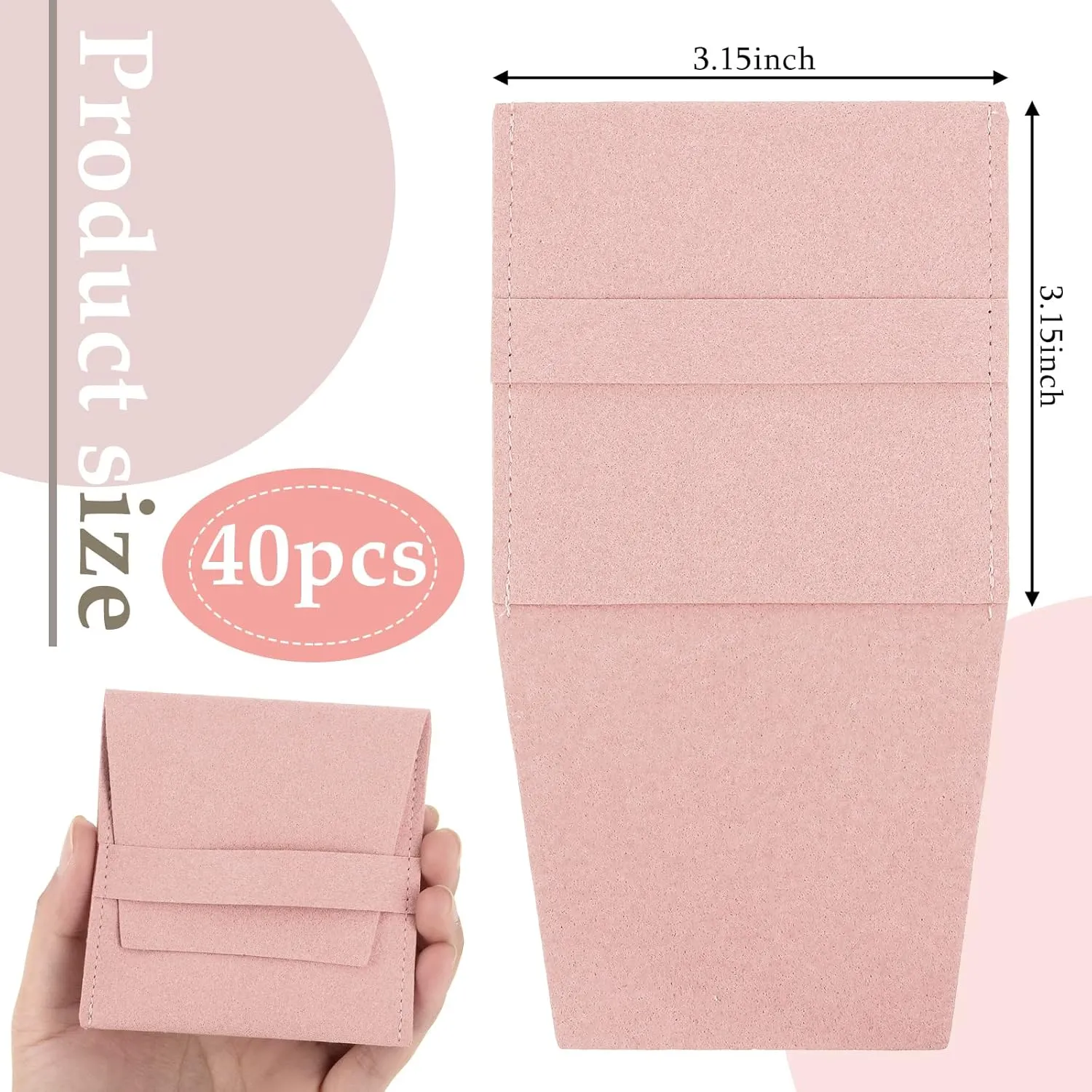 40 Pcs Microfiber Jewelry Pouch with Band 8 x 8 Cm, Jewelry Packaging Bag Luxury Small Gift Bags Microfiber Bag for Bracelet Necklace Packaging