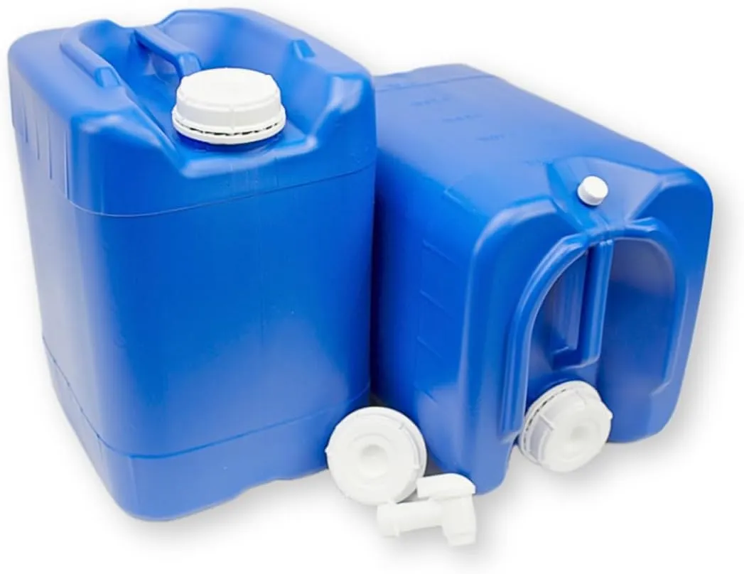 5-Gallon Stackable Water Storage Containers, w/Lids   Spigots, Easy Fill, Survial Supply, Emergency Water Storage for Camping and Disaster Preparedness, RV, Camping, 30 Gallon (6 Tanks Set)