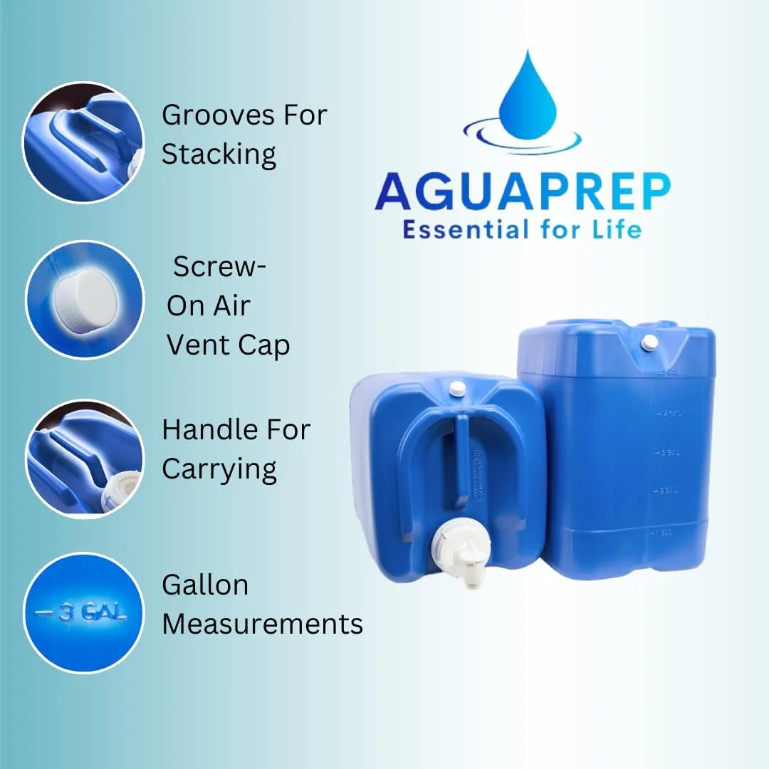 5-Gallon Stackable Water Storage Containers, w/Lids   Spigots, Easy Fill, Survial Supply, Emergency Water Storage for Camping and Disaster Preparedness, RV, Camping, 30 Gallon (6 Tanks Set)