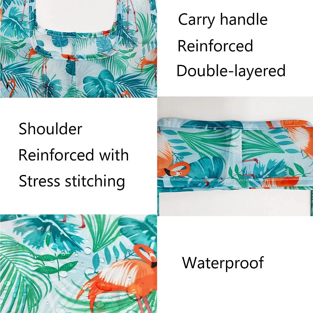 5 Pack Tote Bags Bulk Nylon Bags Blue Flamingo