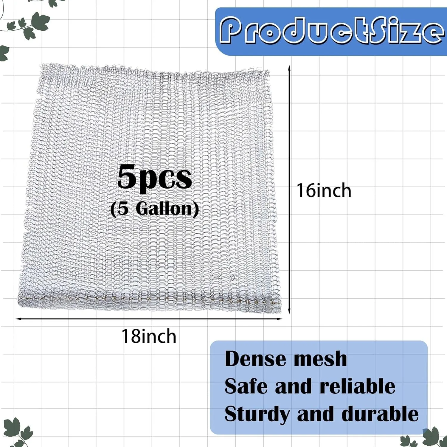 5 Pcs 5 Gallon Root Guard Gopher Proof Wire Basket Mole and Vole Mesh Wire Baskets Underground Stainless Steel Wire for Plants Root Protection
