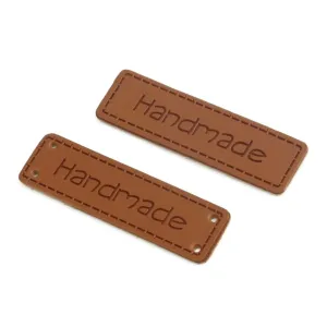 50pcs 50mm Handmade Labels for Clothing Tags Sewing Labels Faux Leather Clothes Bags DIY