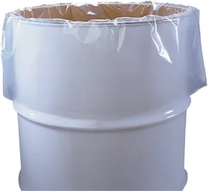 55 Gallon Clear Plastic Drum Liners, Food Grade, 38" x 63", 4-Mil, Roll of 50