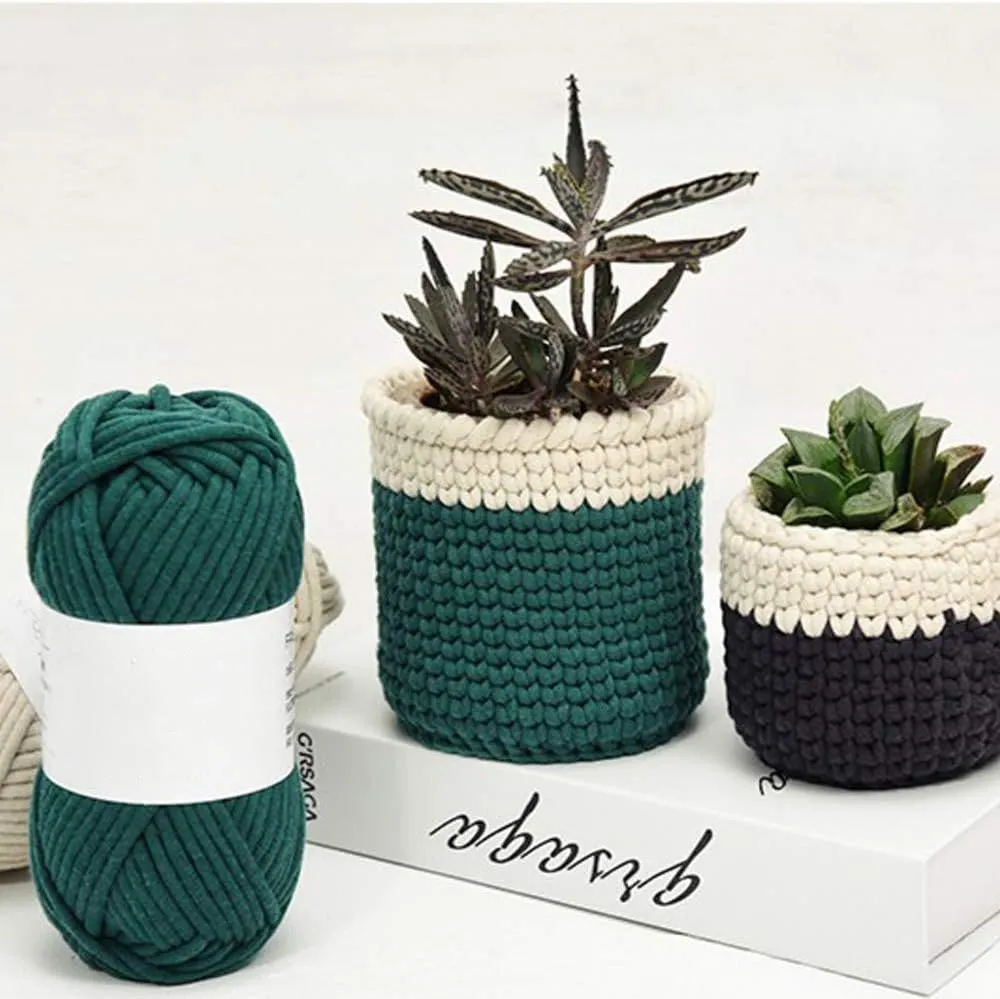 58% Cotton Blend 42% Nylon Tube Yarn Green Soft Yarn for Knitting Crocheting Bag Basket Home Textile Yarn Craft Yarn 160gram