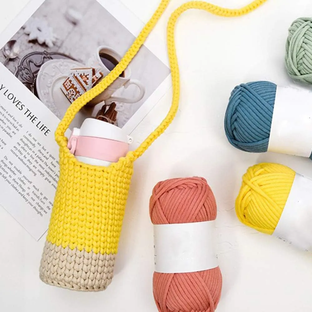 58% Cotton Blend 42% Nylon Tube Yarn Green Soft Yarn for Knitting Crocheting Bag Basket Home Textile Yarn Craft Yarn 160gram
