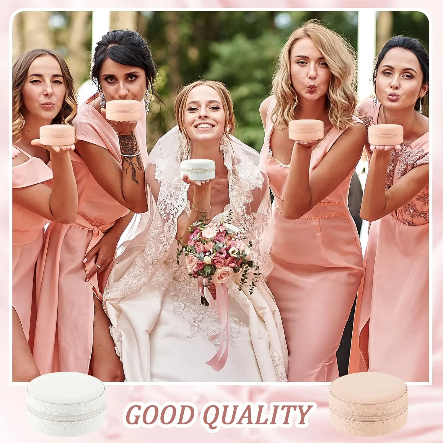 6 Pcs Travel Jewelry Case Bridesmaid Gift Boxes Jewelry Travel Organizer Small Round Jewelry Box Mini Storage PU Leather
