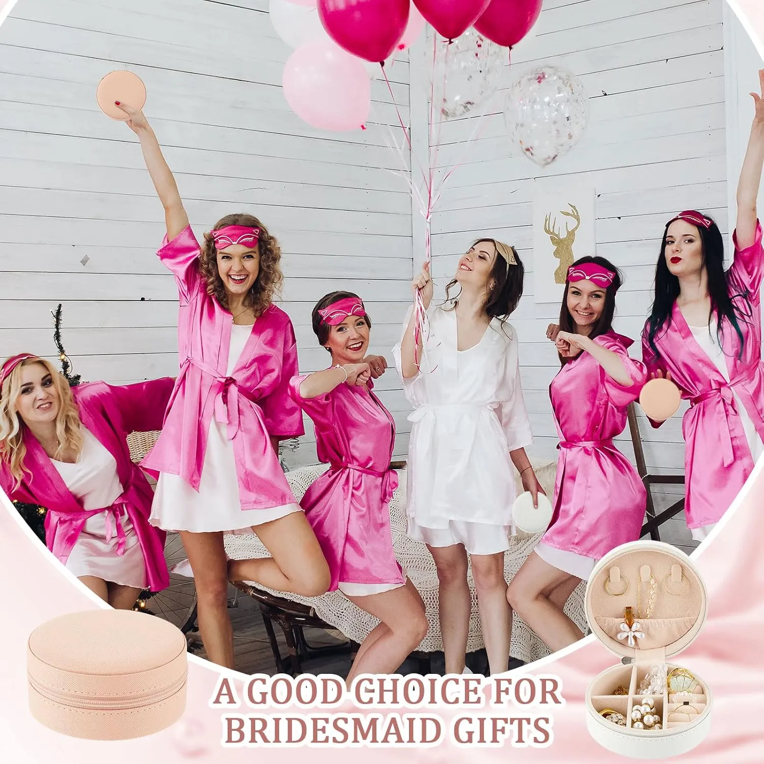 6 Pcs Travel Jewelry Case Bridesmaid Gift Boxes Jewelry Travel Organizer Small Round Jewelry Box Mini Storage PU Leather