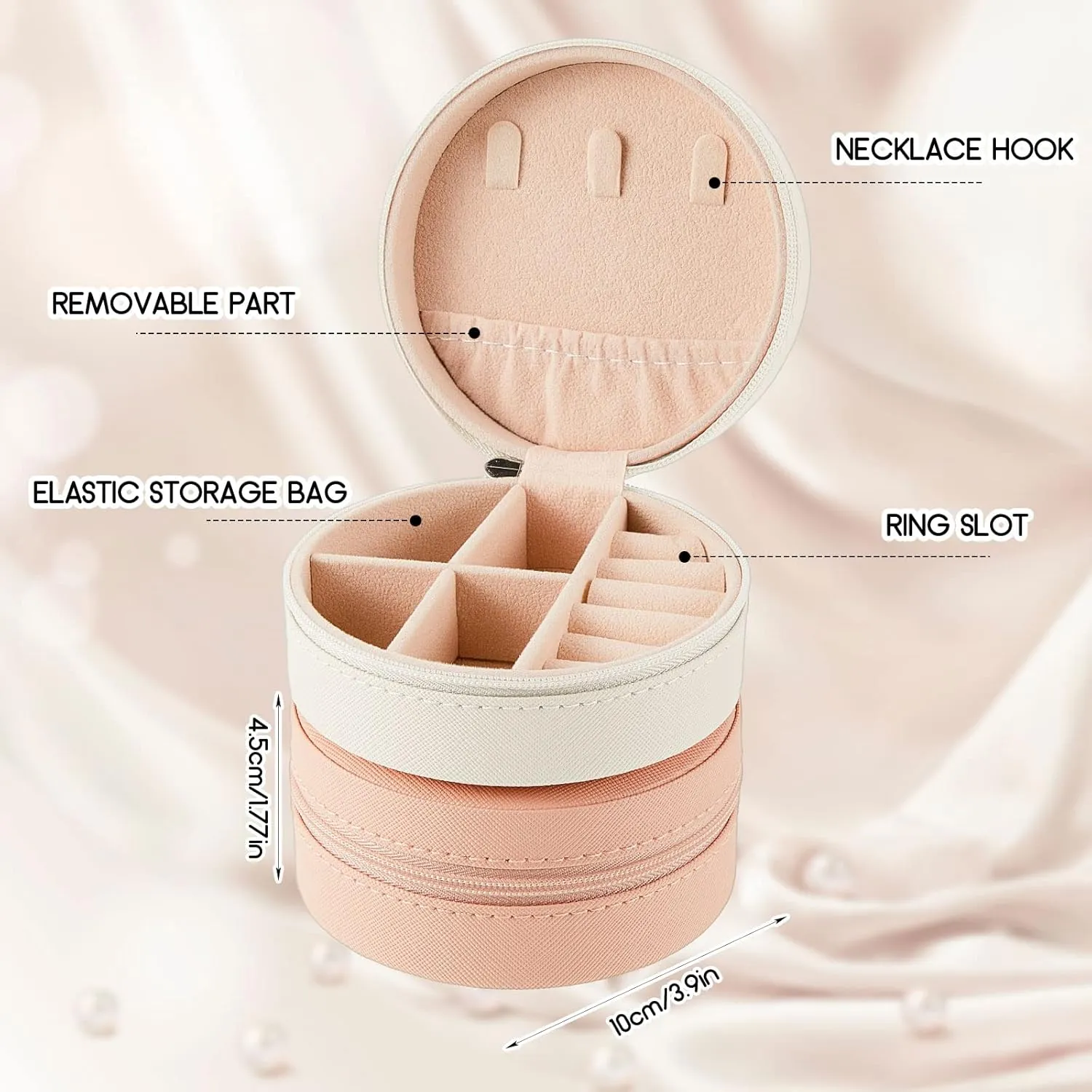 6 Pcs Travel Jewelry Case Bridesmaid Gift Boxes Jewelry Travel Organizer Small Round Jewelry Box Mini Storage PU Leather