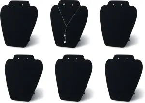 6 Pieces Black Velvet Necklace Display, Jewelry Display for Selling and Shows, Necklace Easel Stand, Collapsible Jewelry Bust Stand, Reinforced Bracket (7 3/8" W X 8 2/8" H)