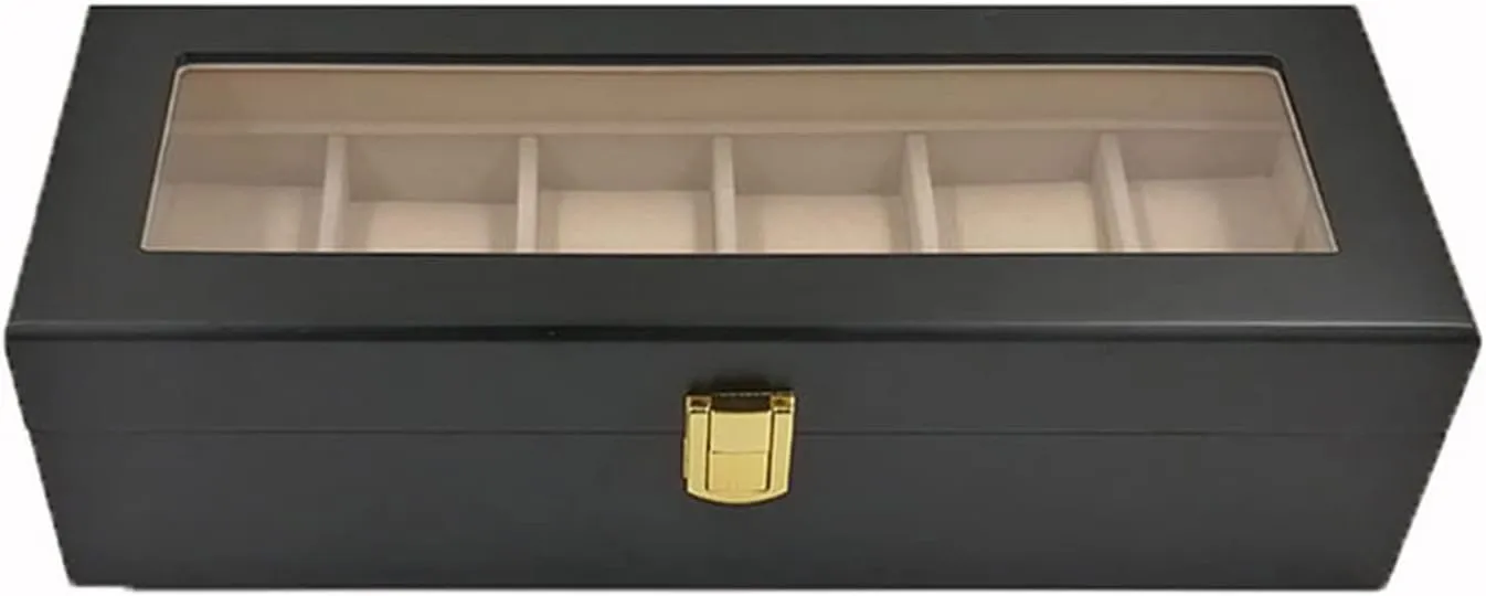 6 Slots Wooden Watch Box Display Case Organizer Jewelry Storage Gift Jewelry Storage Box(D)