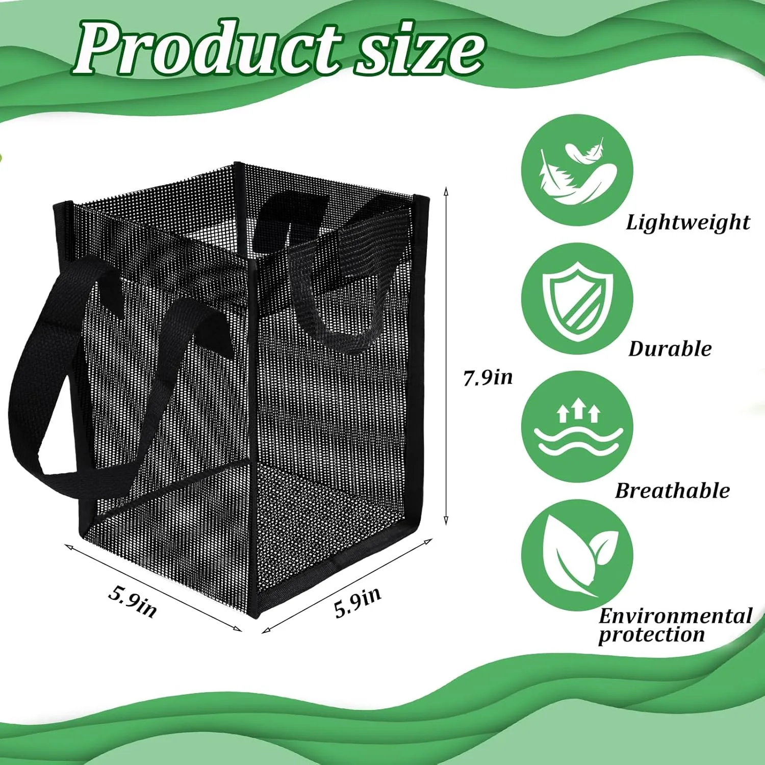 6PCS Aquatic Pond Planting Bags, 5.9x5.9x7.9 Inch Water Lily Mesh Bags 1 Gallon Aquatics Planter Pot Pond Plant Baskets Aquatic Plants Growing Container with Handles for Lotus Water Garden Bog Plants