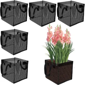 6PCS Aquatic Pond Planting Bags, 7.9" Water Lily Mesh Bags 2 Gallon Large Aquatics Planter Pot Pond Plant Baskets Aquatic Plants Growing Container with Handles for Lotus Water Garden Bog Plants