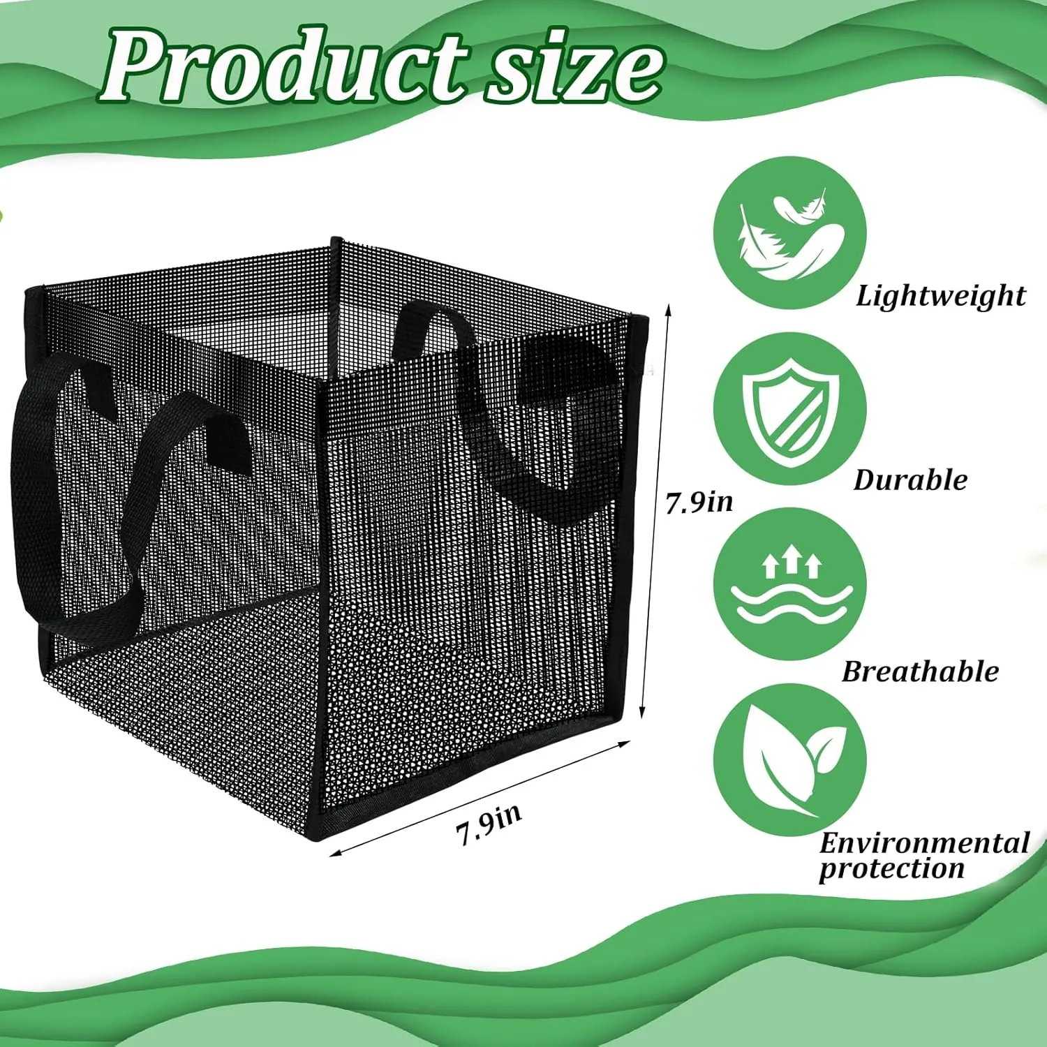 6PCS Aquatic Pond Planting Bags, 7.9" Water Lily Mesh Bags 2 Gallon Large Aquatics Planter Pot Pond Plant Baskets Aquatic Plants Growing Container with Handles for Lotus Water Garden Bog Plants