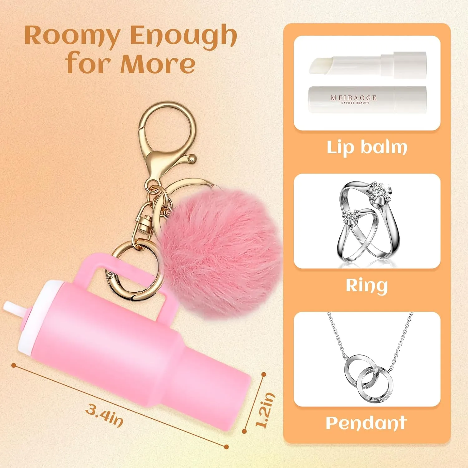 6pcs Mini Tumbler Keychain for Stanley Cup Cute Chapstick Holder Key Chain Charms Backpack Bag for Women Girls