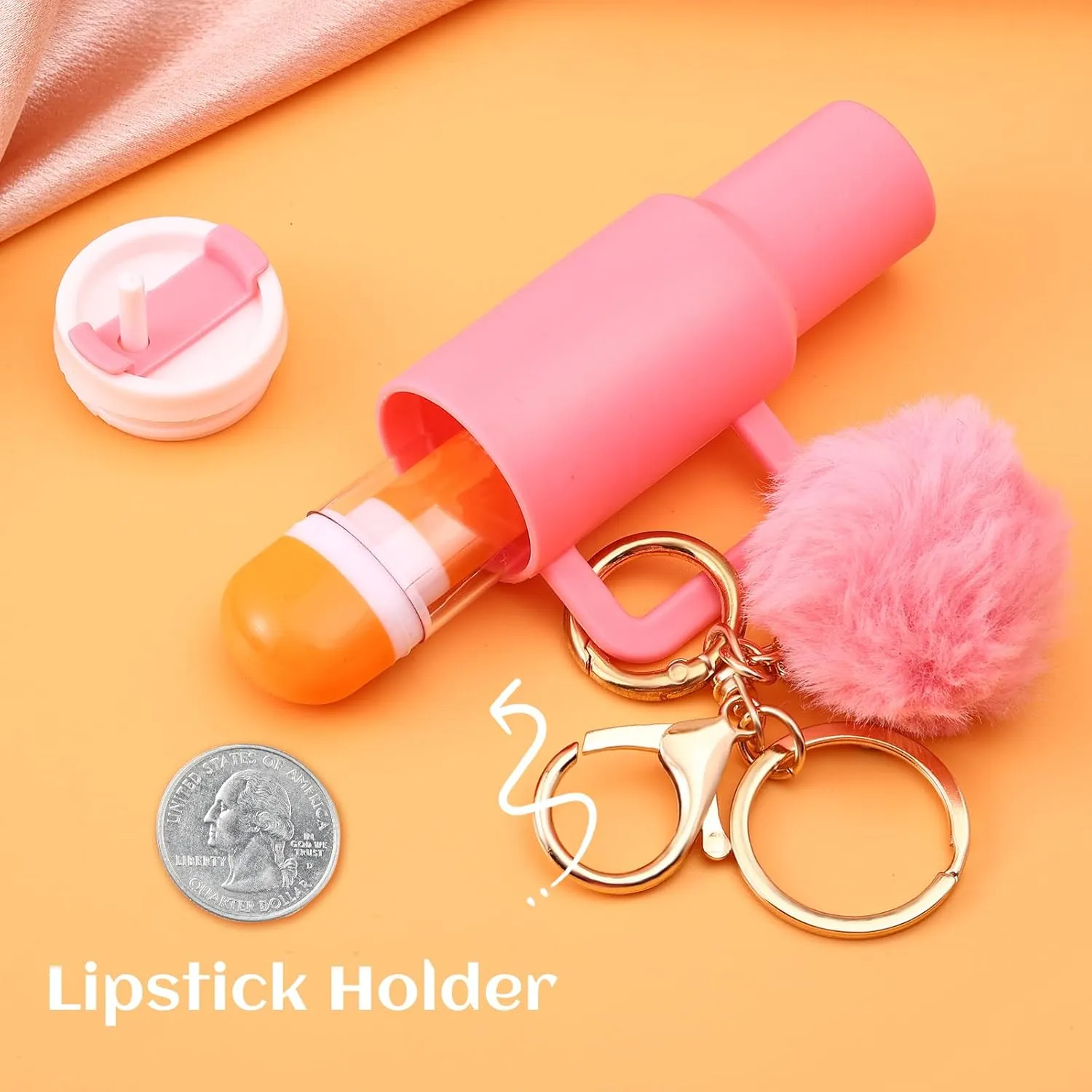 6pcs Mini Tumbler Keychain for Stanley Cup Cute Chapstick Holder Key Chain Charms Backpack Bag for Women Girls