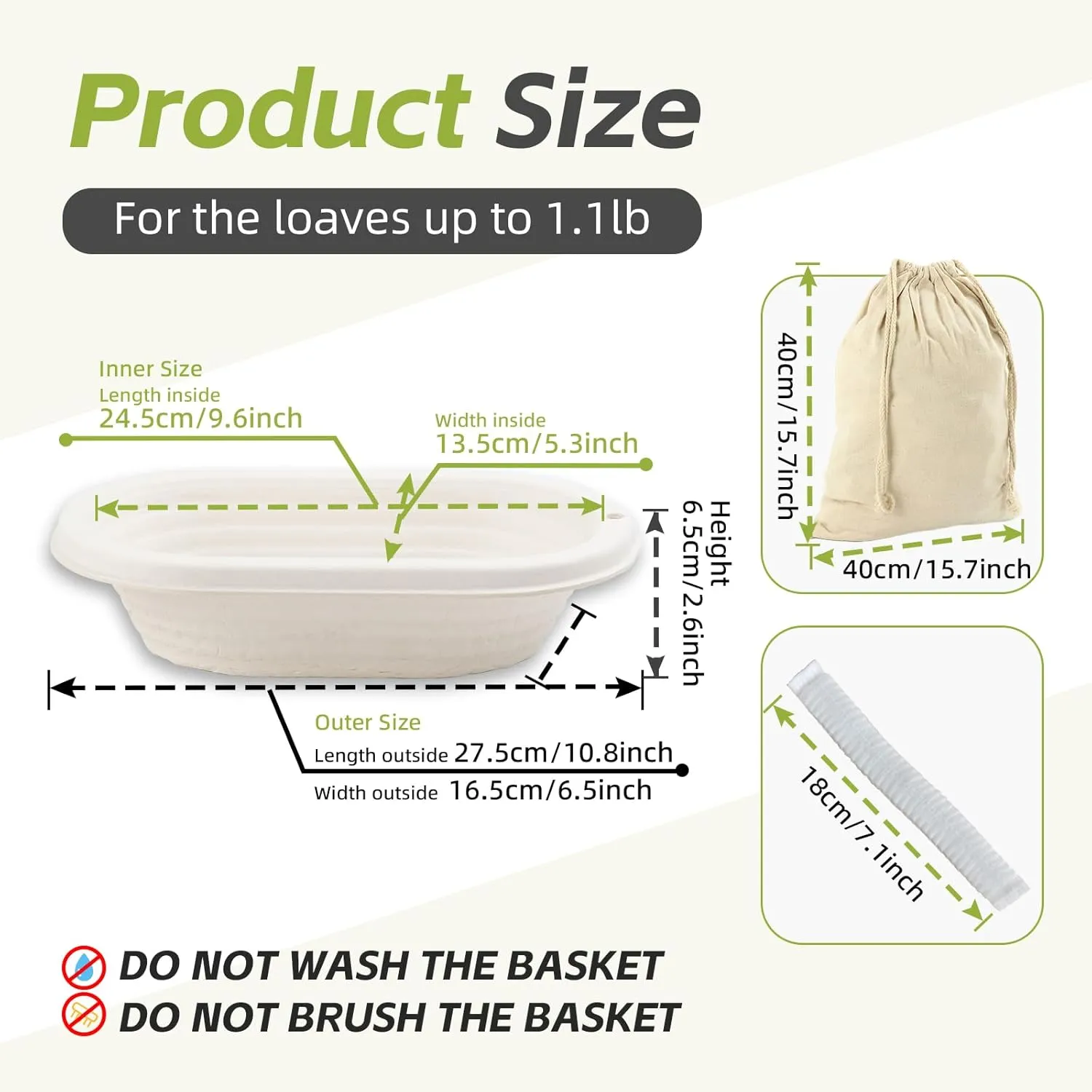 6x 11inch Oval Pulp Bread Proofing Basket Sourdough Banneton Brotform with Linen Liner Cloth Cover Bread Baking Supply For Professional and Homemade Artisan Bread
