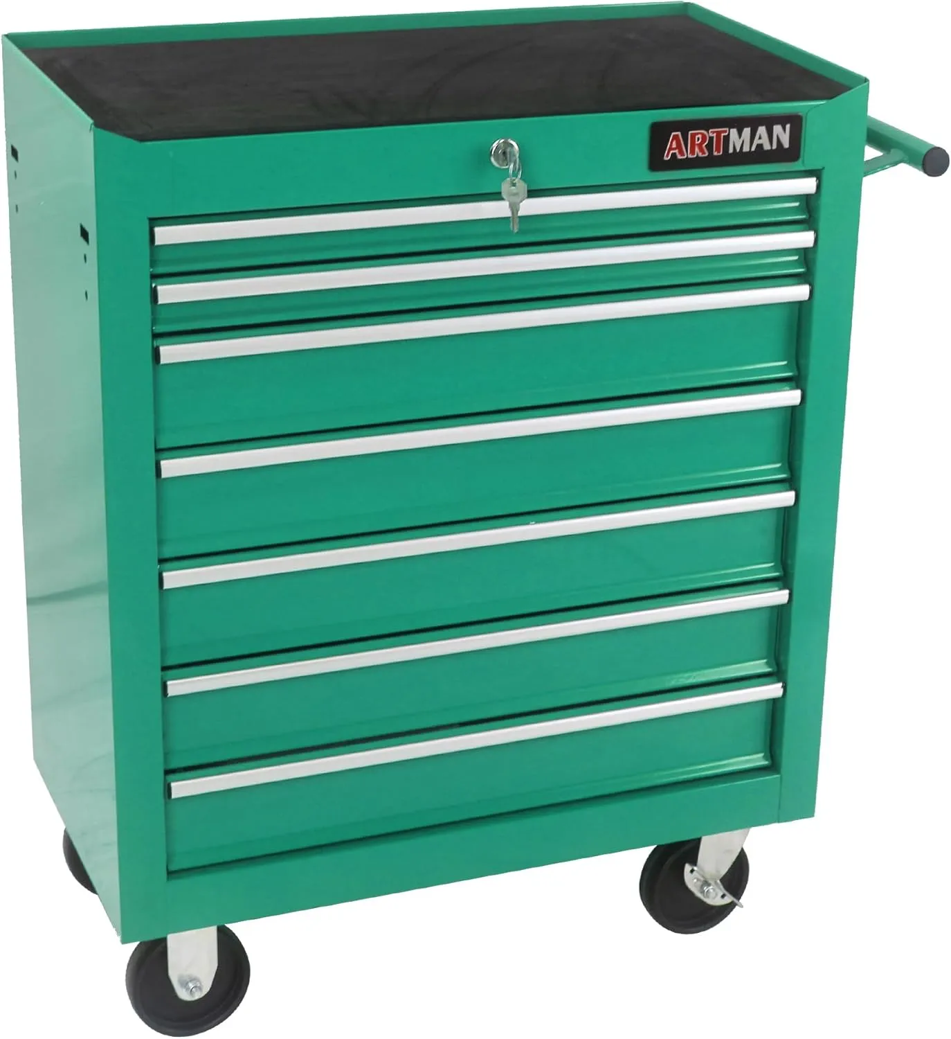 7-Drawer Tool Chest with Rolling Multifunctional Tool Cart, Storage Organizer Cabinets with Key Locking for Garage, Warehouse, Repair Shop (Green)