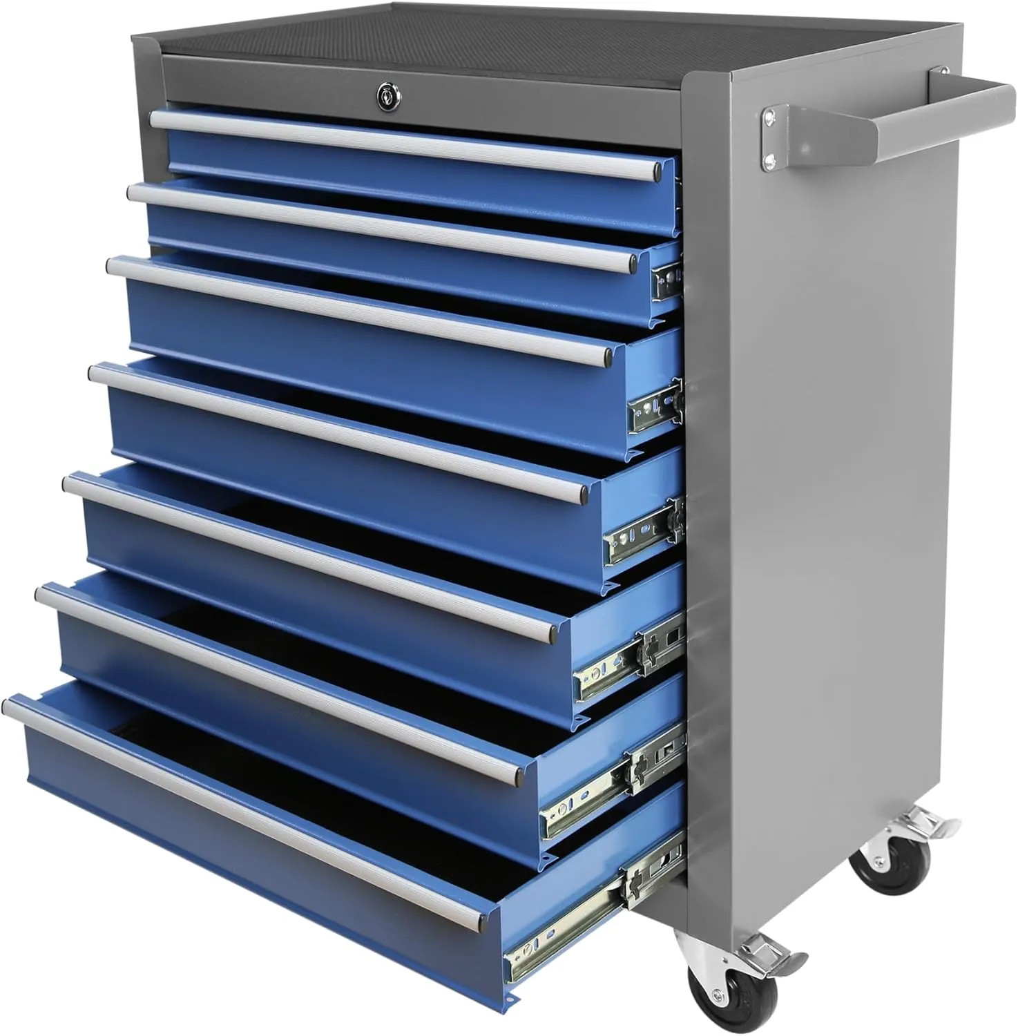 7-Drawer Tool Chest with Rolling Multifunctional Tool Cart, Storage Organizer for Garage, Warehouse, Repair Shop (Blue Grey)
