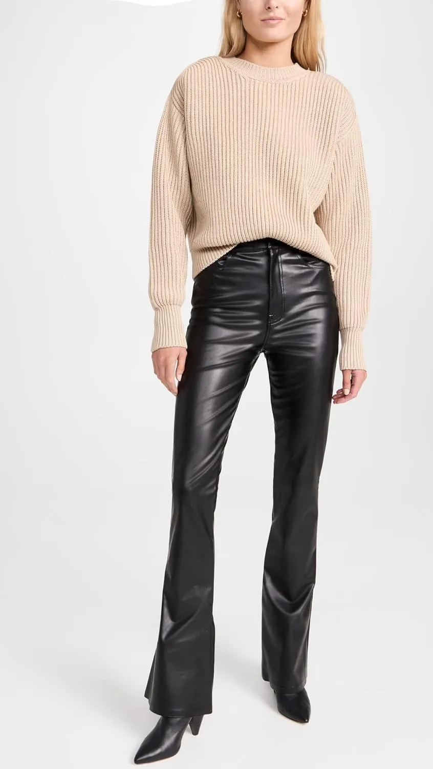 7 For All Mankind Women's Super Stretch Vegan Leather Ultra High Rise Skinny Boot Jeans