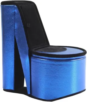 9-Inch Display Jewelry Box with High Heel Shoe Design, Velvet Upholstery, Multi-Storage Options, Blue