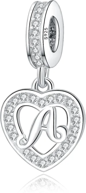 925 Sterling Silver Letter Charms A~Z Alphabet Charm Letter Beads fit Pandora European Bracelets fit Wife Mom Christmas Birthday Gift