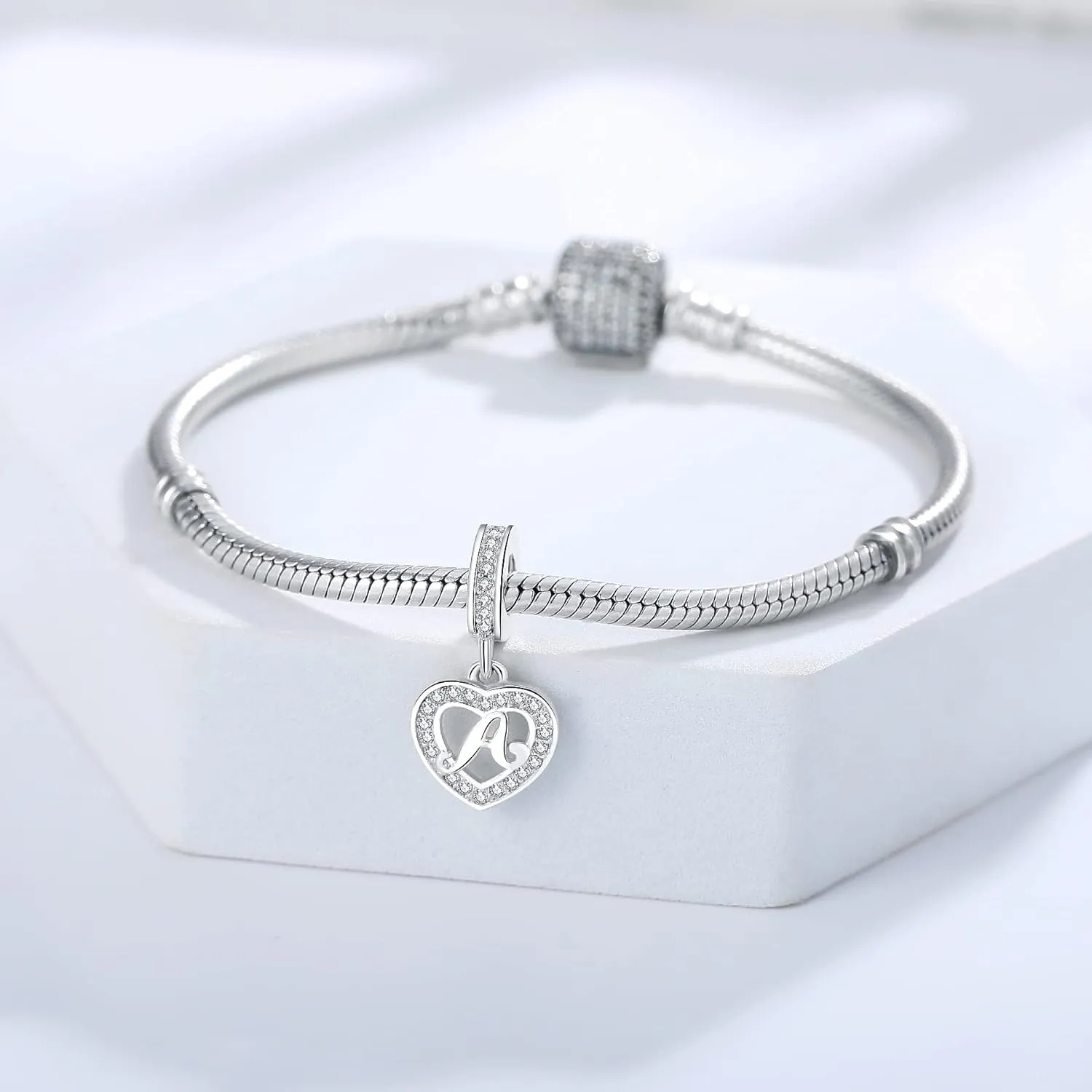 925 Sterling Silver Letter Charms A~Z Alphabet Charm Letter Beads fit Pandora European Bracelets fit Wife Mom Christmas Birthday Gift