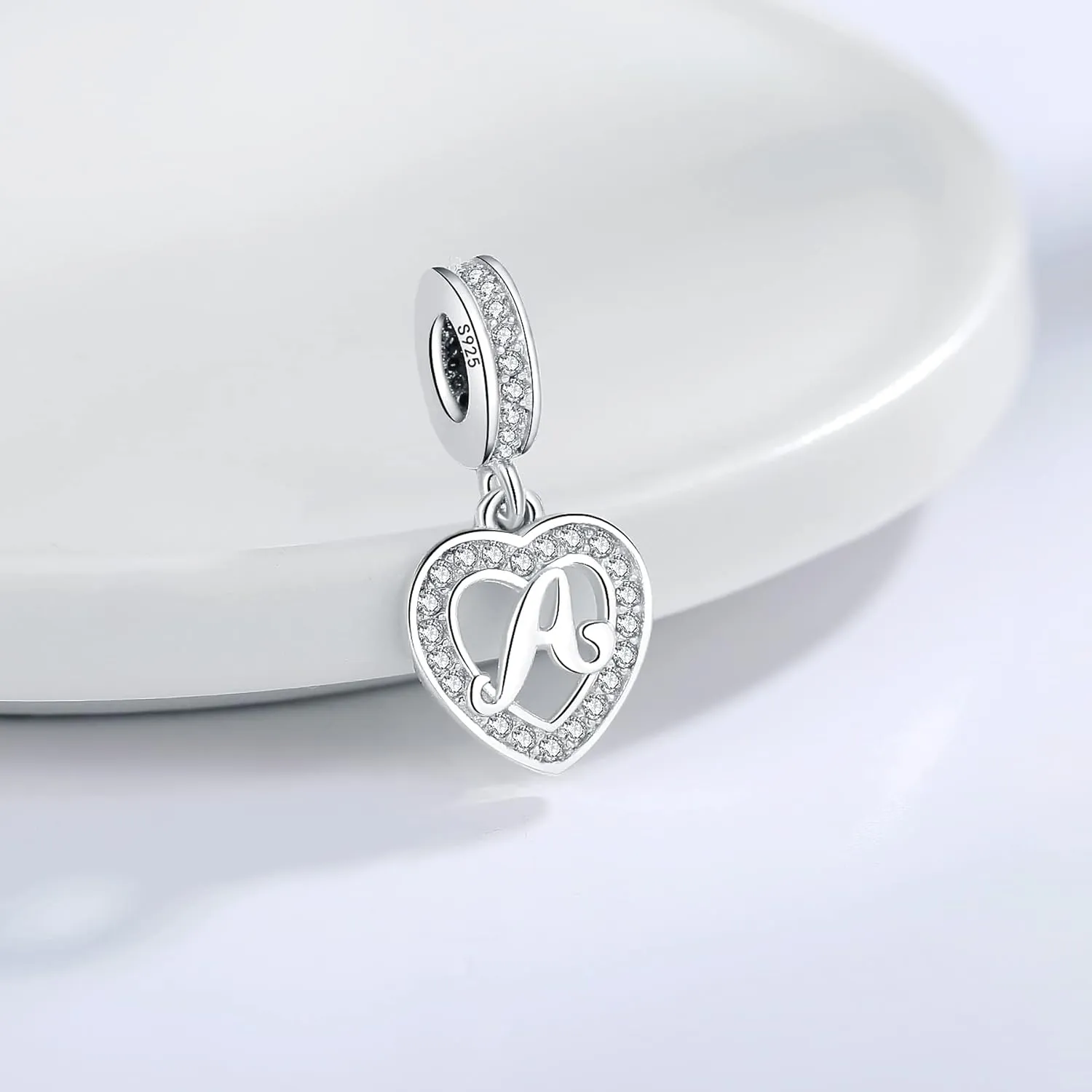 925 Sterling Silver Letter Charms A~Z Alphabet Charm Letter Beads fit Pandora European Bracelets fit Wife Mom Christmas Birthday Gift