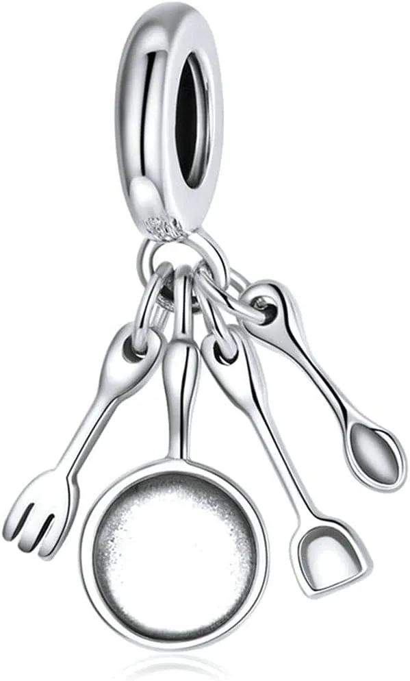 925 Sterling Silver Scissors, Mirror, Pot, Spoon, Chef, Love Charm Comb for Pandora Charm Bracelet