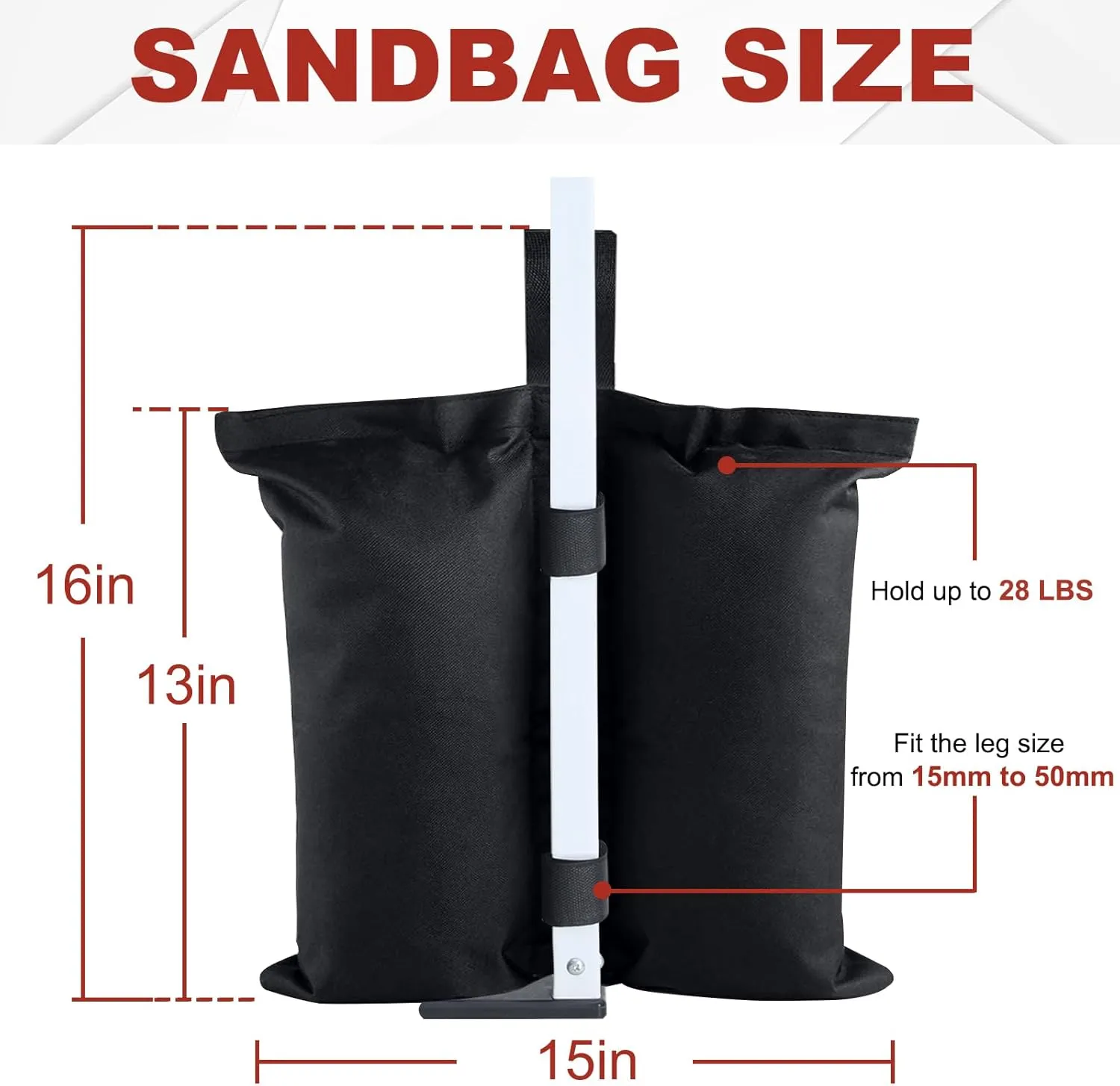 ABCCANOPY Canopy Weights 120 LBS Gazebo Tent Sand Bags,4pcs-Pack (Black)