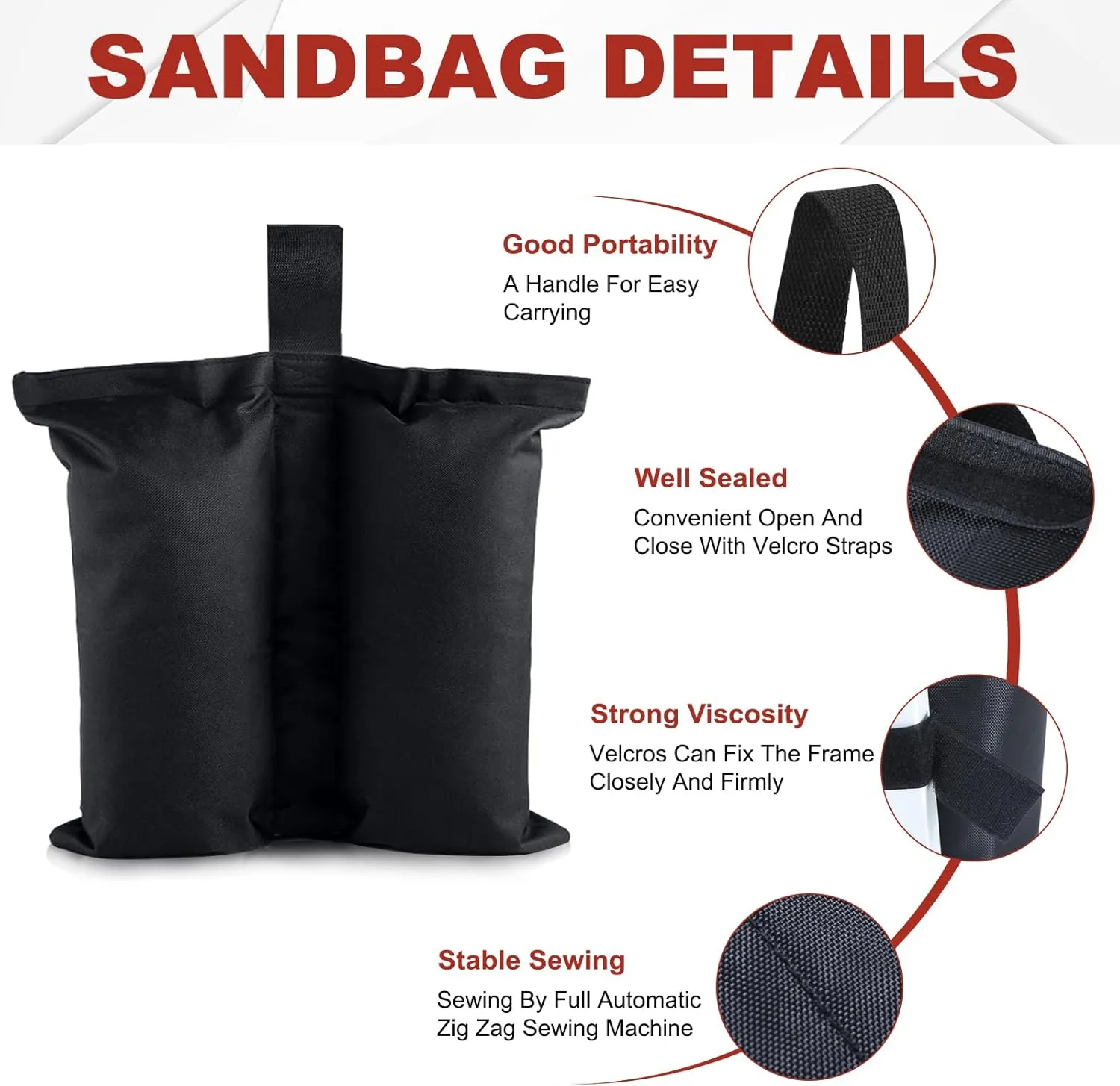 ABCCANOPY Canopy Weights 120 LBS Gazebo Tent Sand Bags,4pcs-Pack (Black)