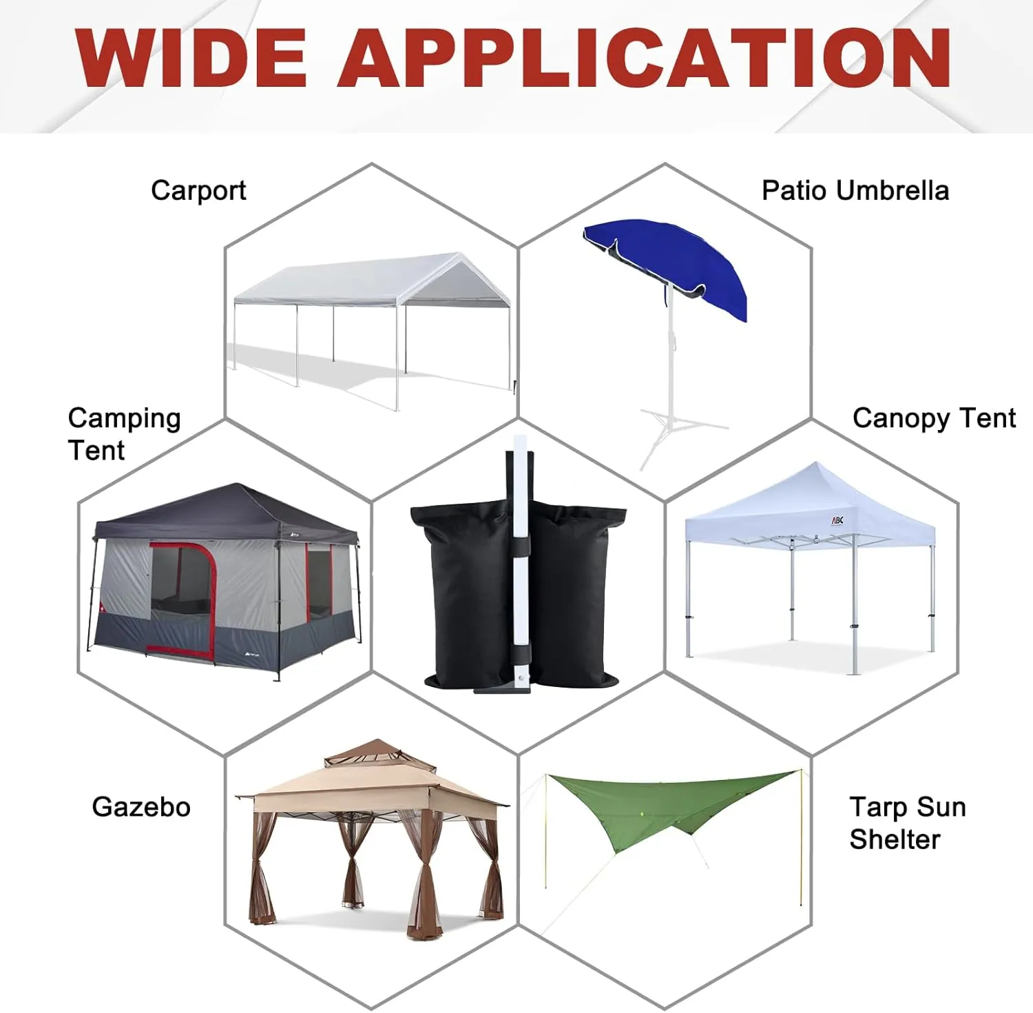 ABCCANOPY Canopy Weights 120 LBS Gazebo Tent Sand Bags,4pcs-Pack (Black)