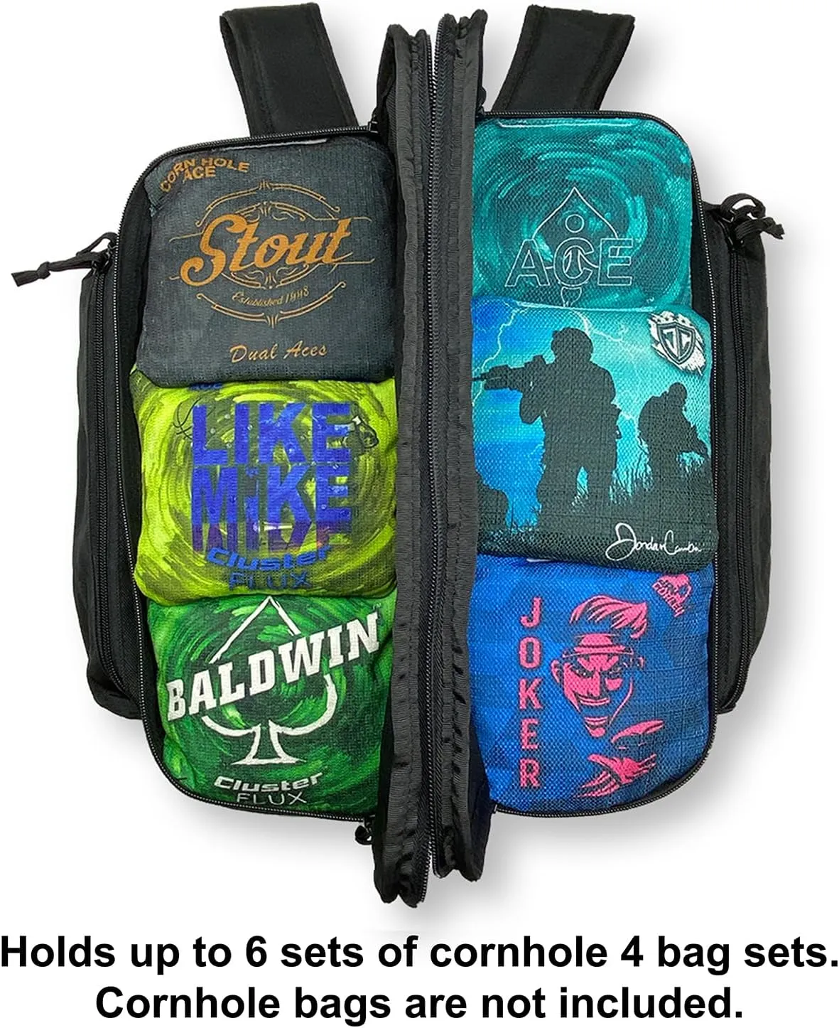ACE PRO Cornhole Backpack with ACE Patch - Holds Up to Six Cornhole Bag Sets (Up to 24 Bags)