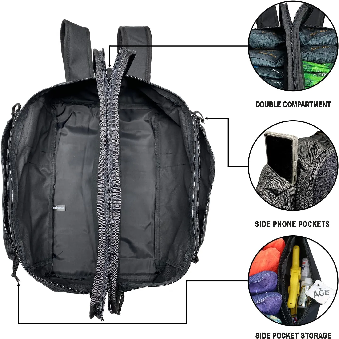 ACE PRO Cornhole Backpack with ACE Patch - Holds Up to Six Cornhole Bag Sets (Up to 24 Bags)