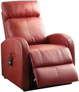 Acme Ricardo Tufted Faux Leather Upholstered Recliner with Power Lift in Red