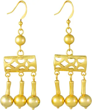 Across The Puddle, Historical Jewelry Collection, 24k GP Roman Egypt Crotalia Pompeii Dangle Pearl Earrings for Women – Historical Inspired Jewelry