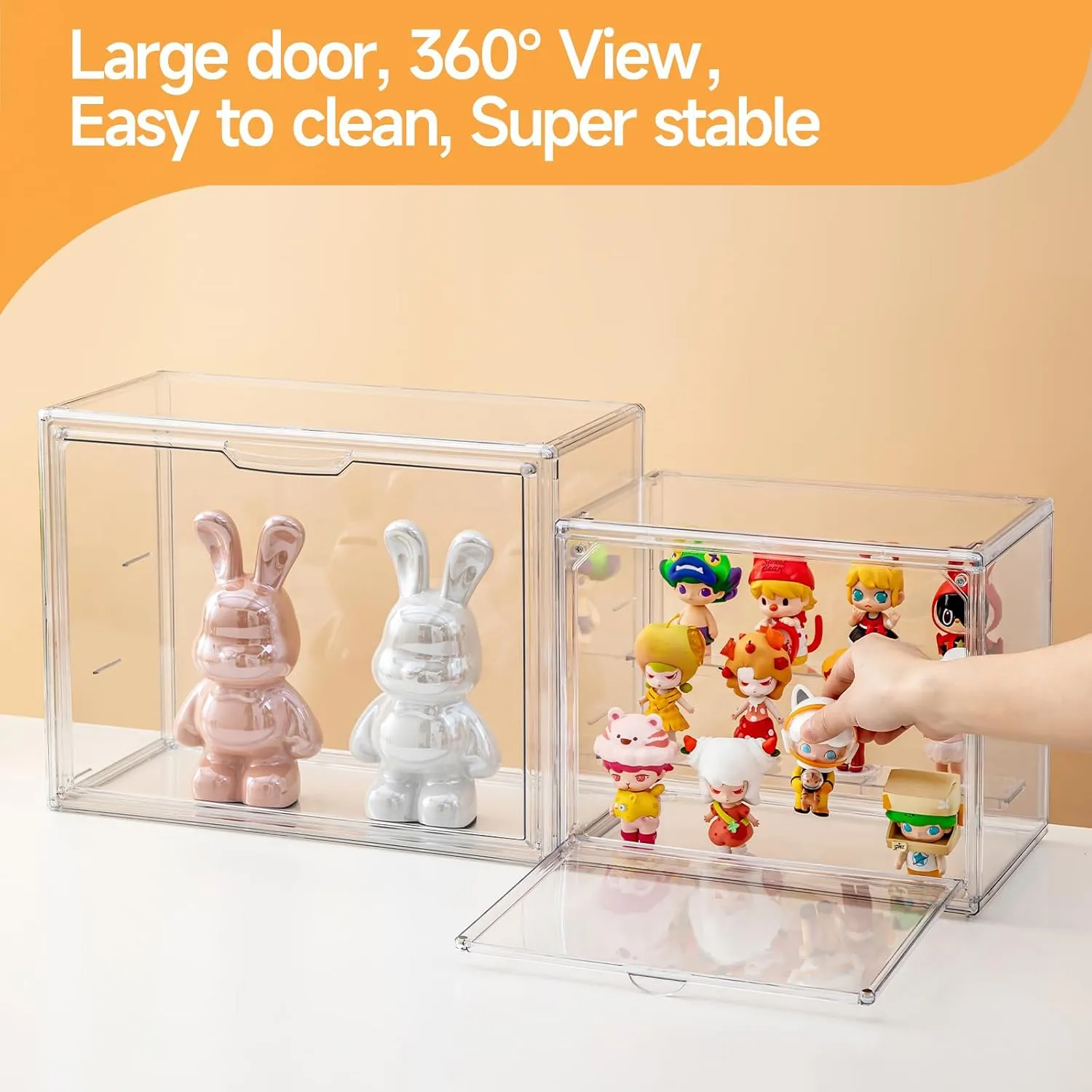 Acrylic Display Cases for Collectibles, Clear Display Case for Figures, 3 Tier Display Shelf Boxes Miniature Display Case, Dustproof and Stackable Action Figure Display Case (1, Small)