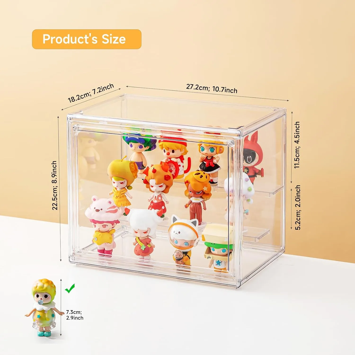 Acrylic Display Cases for Collectibles, Clear Display Case for Figures, 3 Tier Display Shelf Boxes Miniature Display Case, Dustproof and Stackable Action Figure Display Case (1, Small)