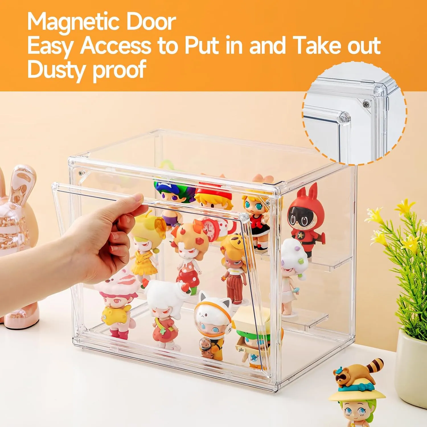 Acrylic Display Cases for Collectibles, Clear Display Case for Figures, 3 Tier Display Shelf Boxes Miniature Display Case, Dustproof and Stackable Action Figure Display Case (1, Small)