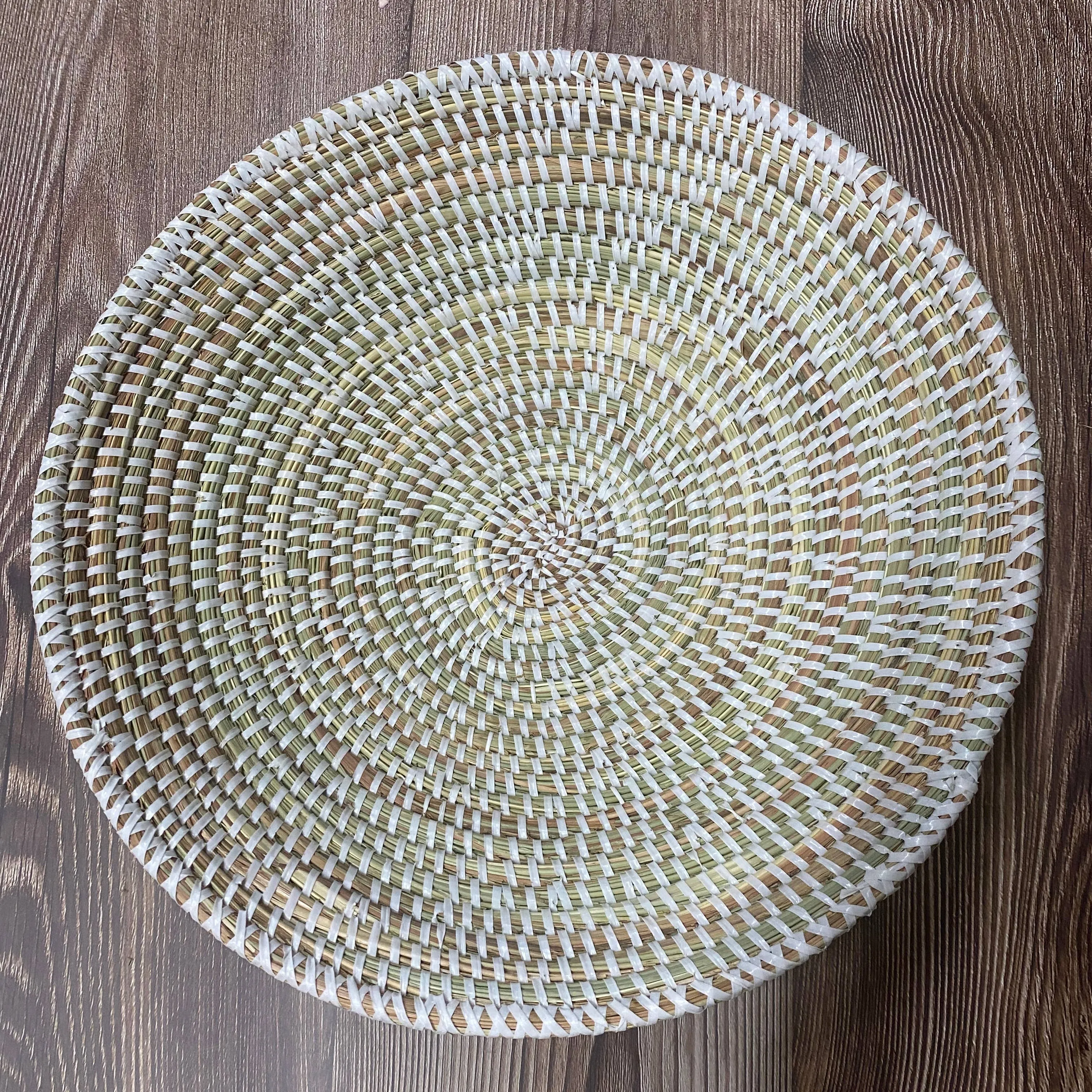 African Wall Basket / Bowl, sweet grass, white