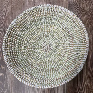 African Wall Basket / Bowl, sweet grass, white
