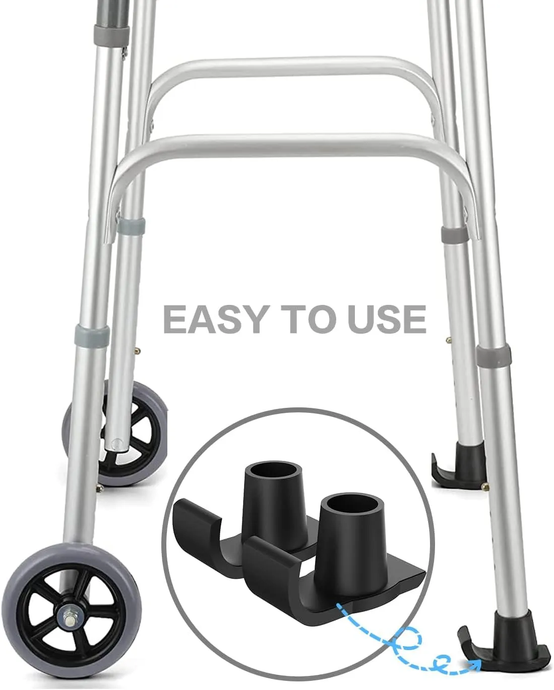 Agrish 2 Pack Walker Glide Skis, Walker Glides for Seniors, Universal Fit, Black, Tool-Free Installation