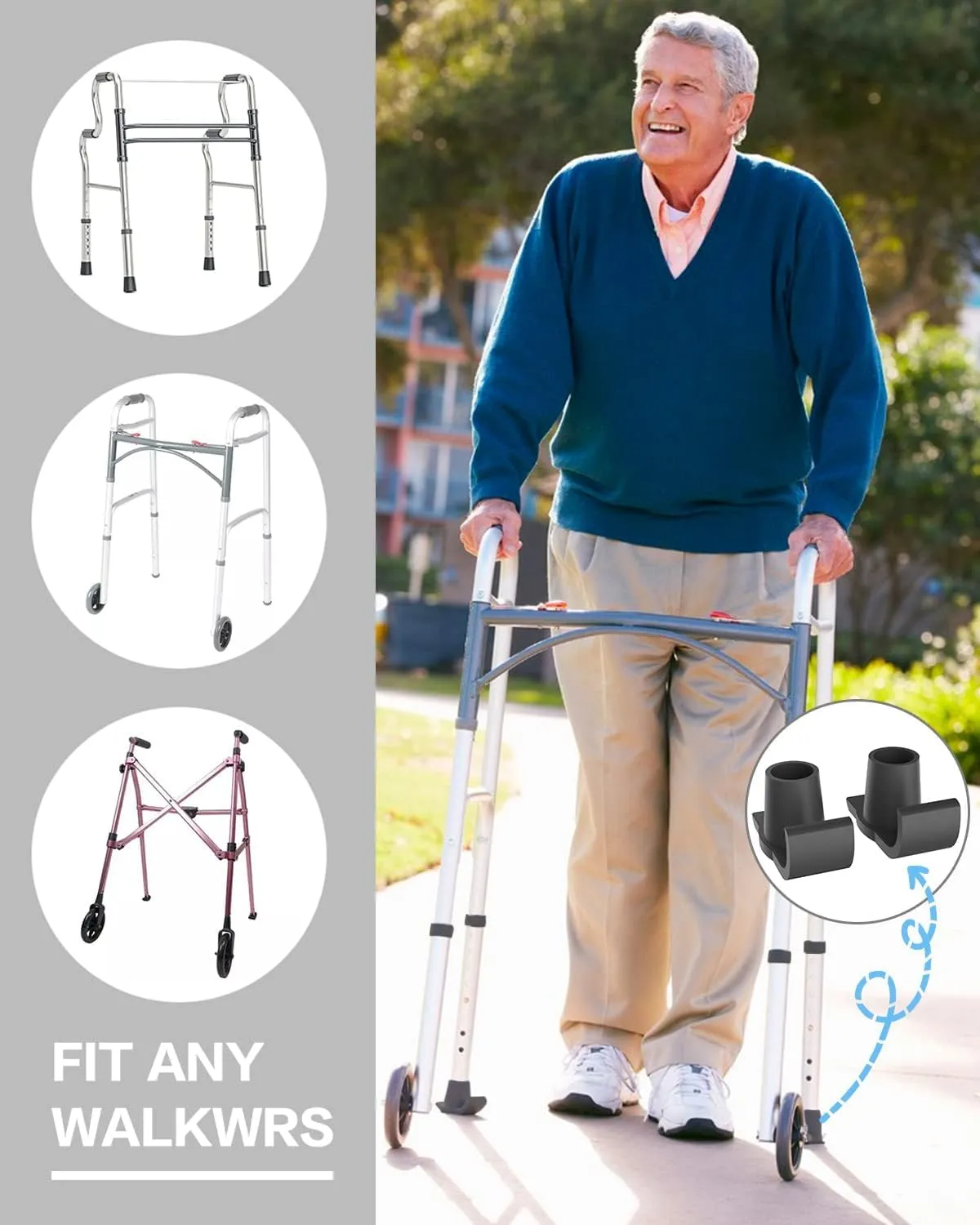 Agrish 2 Pack Walker Glide Skis, Walker Glides for Seniors, Universal Fit, Black, Tool-Free Installation