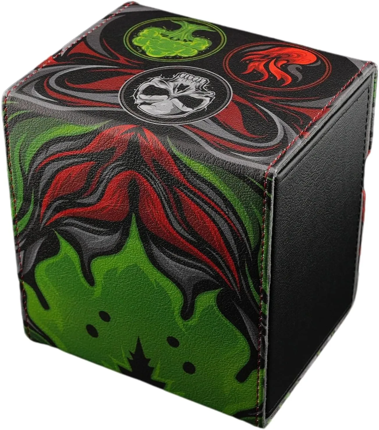 Ai Armor MTG Commander 100  Card Custom Art Deck Box With Storage (Black/Red/Green)